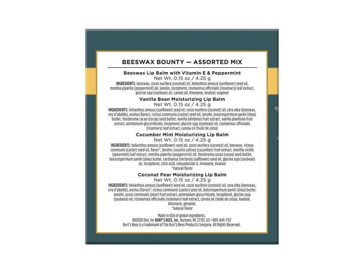 Burt's Bees Burt's Bees Kit Navidad para regalo Bálsamos Labiales Cera de abejas Mix