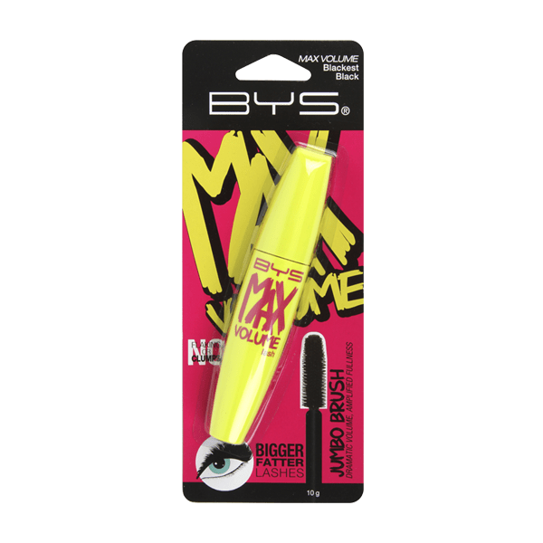 BYS Máscara de Pestañas Max Volume Blackest Black