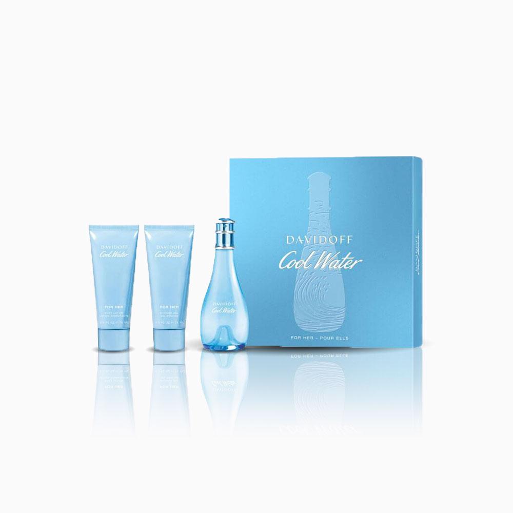 Davidoff Cool Water Women Set EDT 100 ML + GD 75 ML + Crema 75 ML (M)